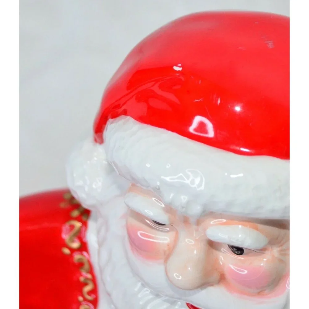 Vintage Hallgem Corp. Ceramic Santa Claus With Gifts Serving Platter Cookie Tray